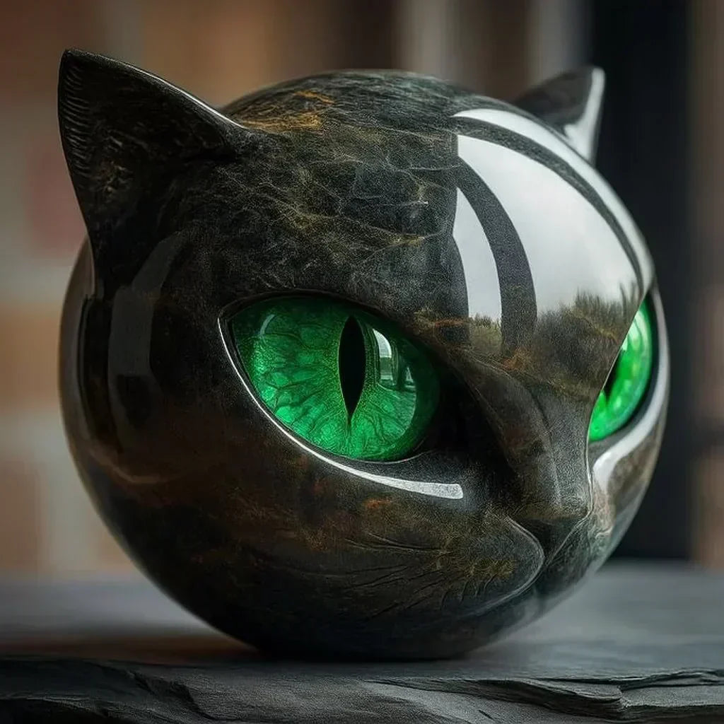 NyxCharm | Mystical Black Cat Head Sculpture
