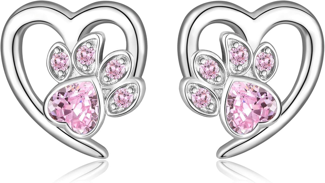 Earrings with Paw Prints & Heart – Pet Lover Jewelry