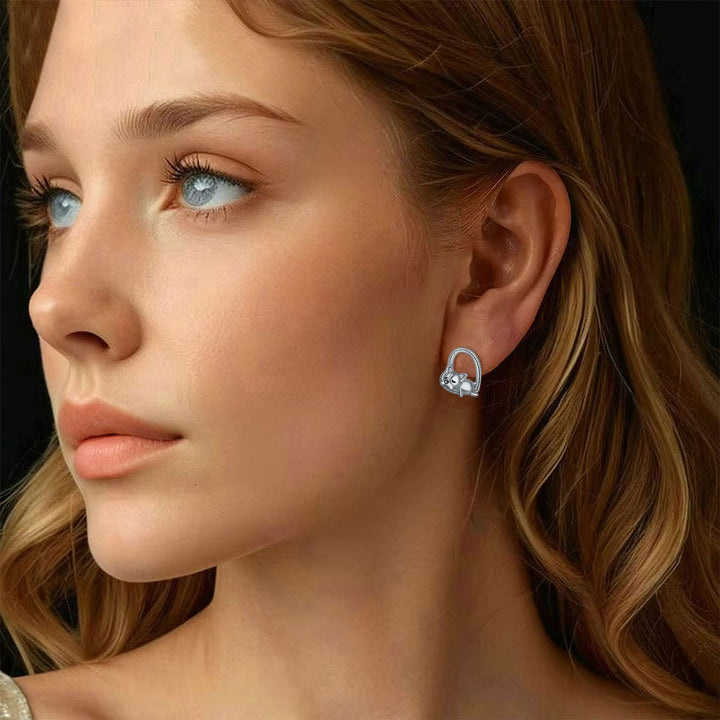 Sleeping Puppy Stud Earrings Made of Sterling Silver