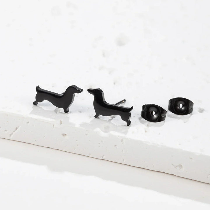 Dachshund Stud Earrings – Minimalist Dog Earrings Made of Metal