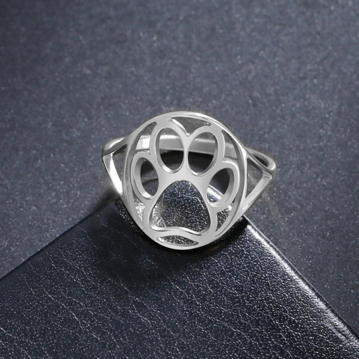 Delicate Paw Ring – Open Stainless Steel Ring with Animal Motif