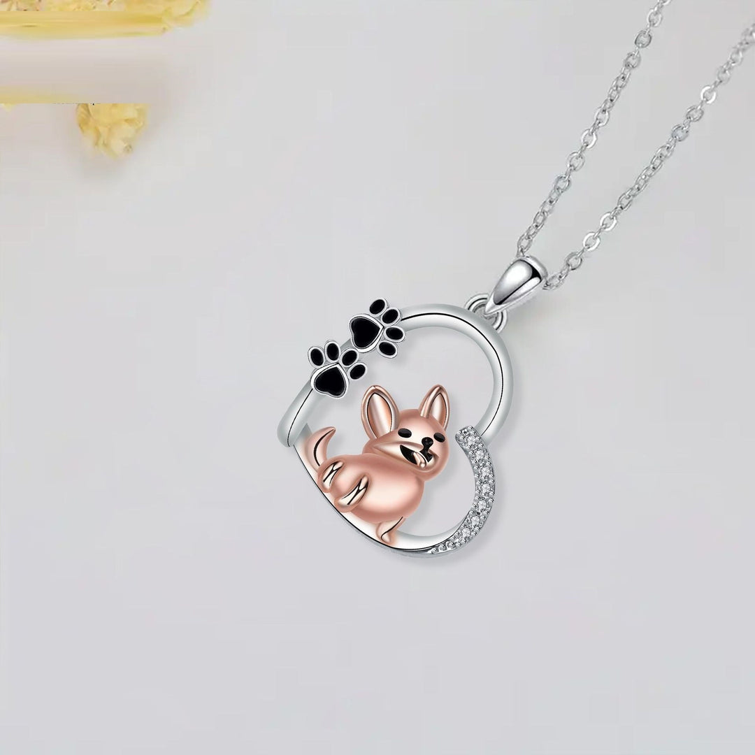 Heartfelt Friend Dog Necklace in Rose Gold
